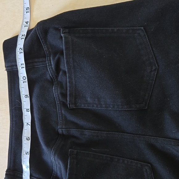 NWT!! Denim Crossover Waist Black Pocket Flare Stretch Knit High Waisted Md Tall - Picture 7 of 9